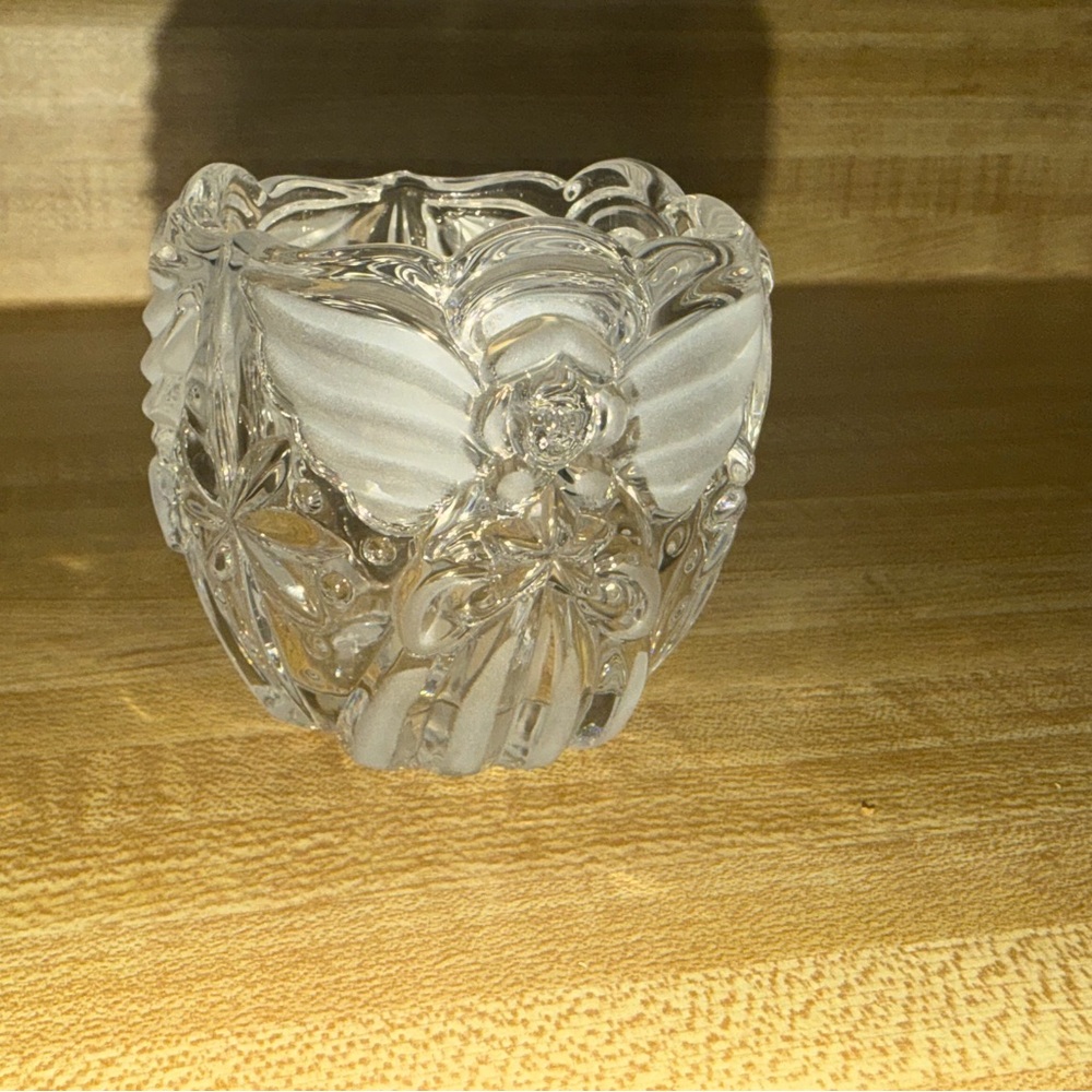German crystal angel Elegant Crystal Candle Holder, carved star